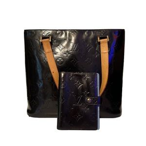 Louis Vuitton Black Vernis Houston Tote Bag and Agenda PM